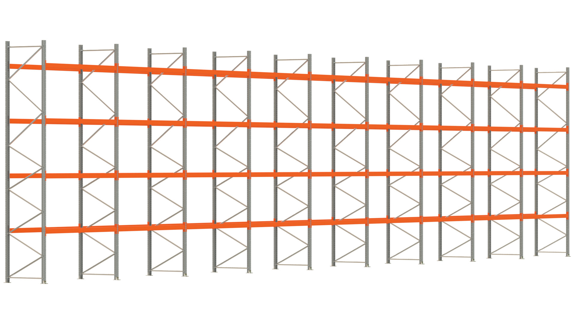 Palettenregal ARTUS - Breite 2515 cm - Höhe 550 cm - Tiefe 110 cm - Fachlast 2000 kg - 135 Palettenstellplätze