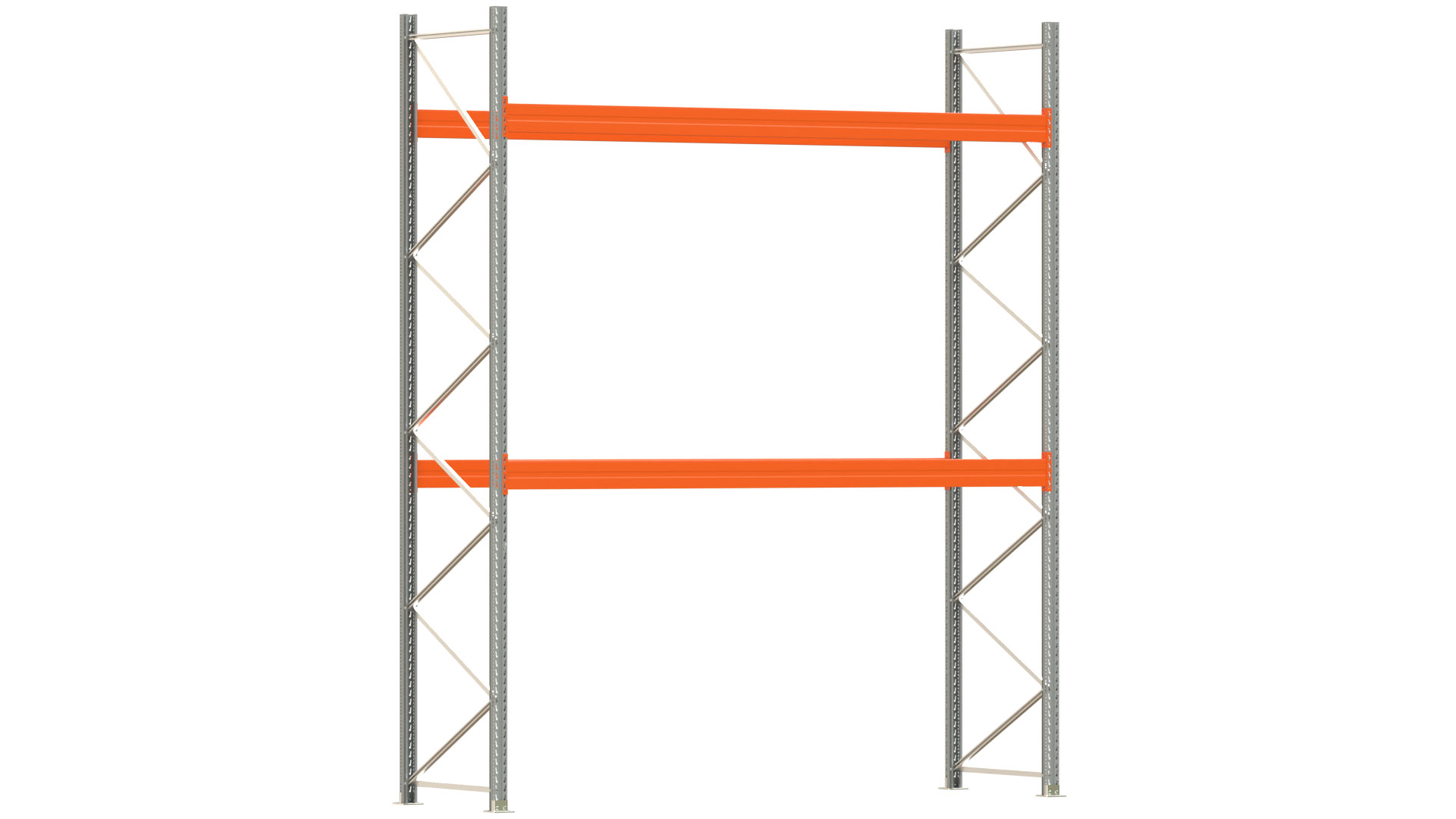 Palettenregal ARTUS - Breite 377 cm - Höhe 450 cm - Tiefe 110 cm - 2 Träger-Ebenen - Fachlast 3700 kg - 12 Palettenstellplätze