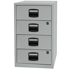 Bürocontainer, Standcontainer, BxTxH 413x400x672 mm, 4 Schubladen, silber