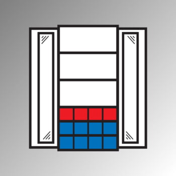 Magazinschrank - Flügeltürenschrank mit Sichtfenster - 5 Fachböden - bestückt mit 12 Sichtlagerkästen - 1950 x 950 x 420 mm (HxBxT) - brillantblau
