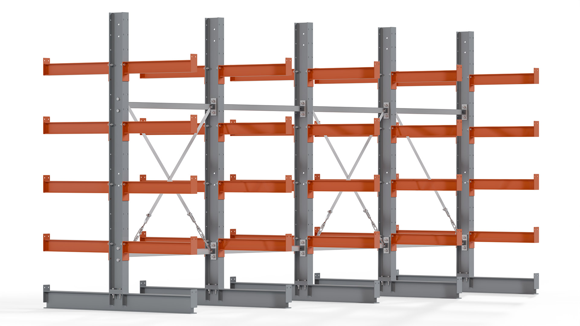 Kragarmregal KARL basic - lackiert - Breite: 400 cm - Höhe: 200 cm - Tiefe: 60 cm - Traglast je Kragarm: 740 kg - beidseitig