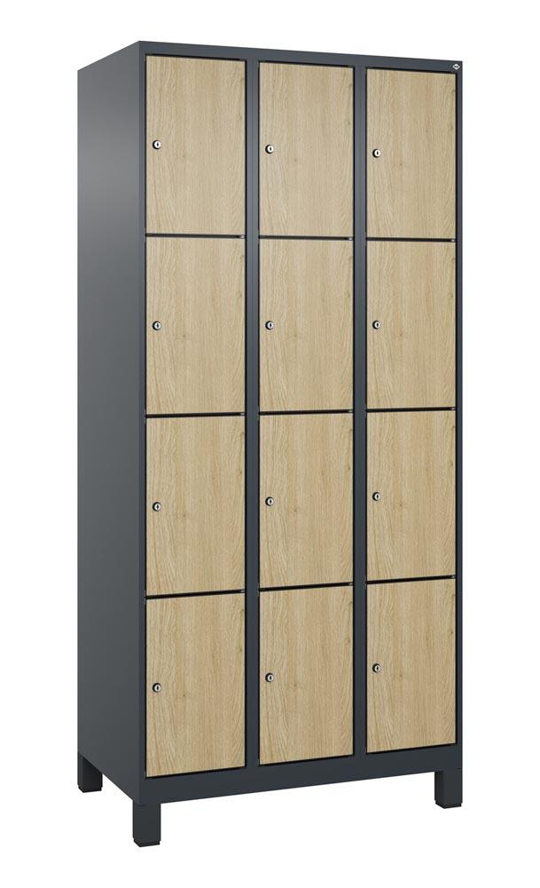 Fächerschrank mit MDF Türen, Breite 90 cm, Höhe 195 cm, Tiefe 50 cm, 12 Fächer