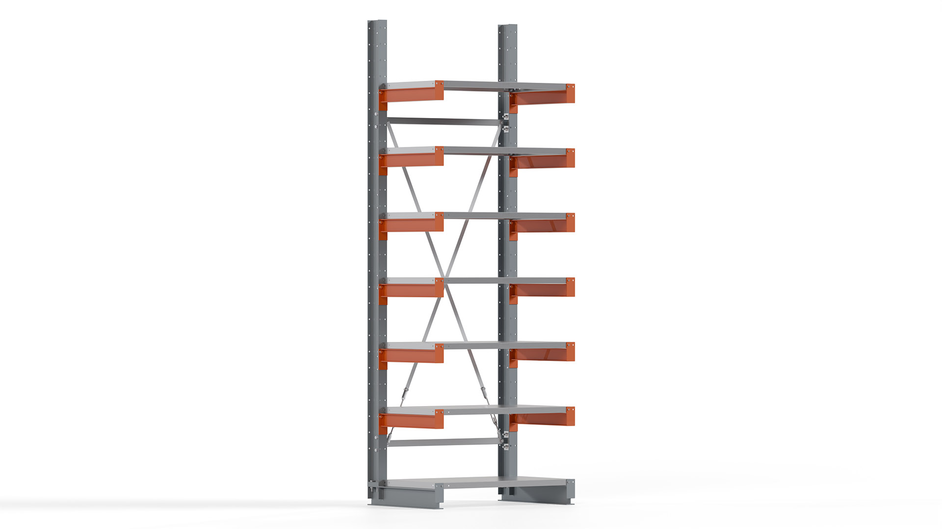 Kragarmregal KARL basic - lackiert - Breite: 100 cm - Höhe: 300 cm - Tiefe: 60 cm - Traglast je Kragarm: 730 kg - einseitig