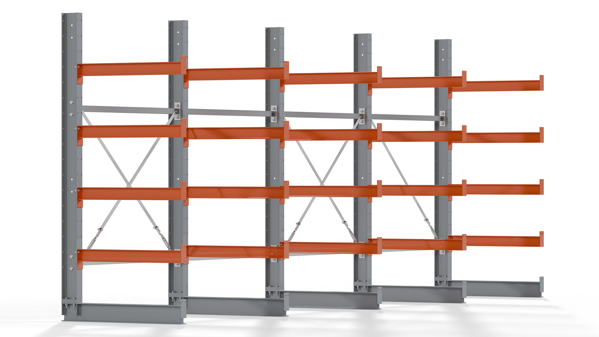 Kragarmregal KARL basic - lackiert - Breite: 512 cm - Höhe: 200 cm - Tiefe: 80 cm - Traglast je Kragarm: 550 kg - einseitig