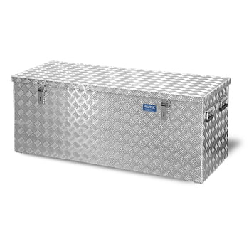 Riffelblech Aluminiumbox - Transportbehälter - Deckel Gasdruckdämpfer - Griffe und Verschlüsse aus Edelstahl - 312 l Vol. - 520 x 1.272 x 525 mm