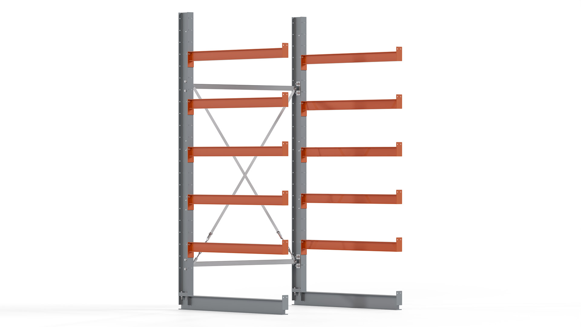 Kragarmregal KARL basic - lackiert - Breite: 128 cm - Höhe: 250 cm - Tiefe: 120 cm - Traglast je Kragarm: 370 kg - einseitig