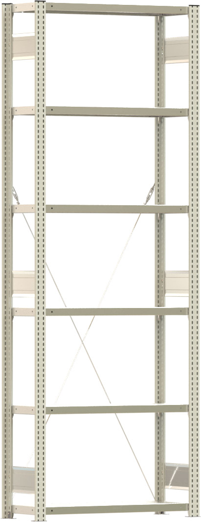 Fachbodenregal BERT - Breite: 87,5 cm - Tiefe: 30 cm - Höhe: 250 cm - 6 Böden - Grundregal