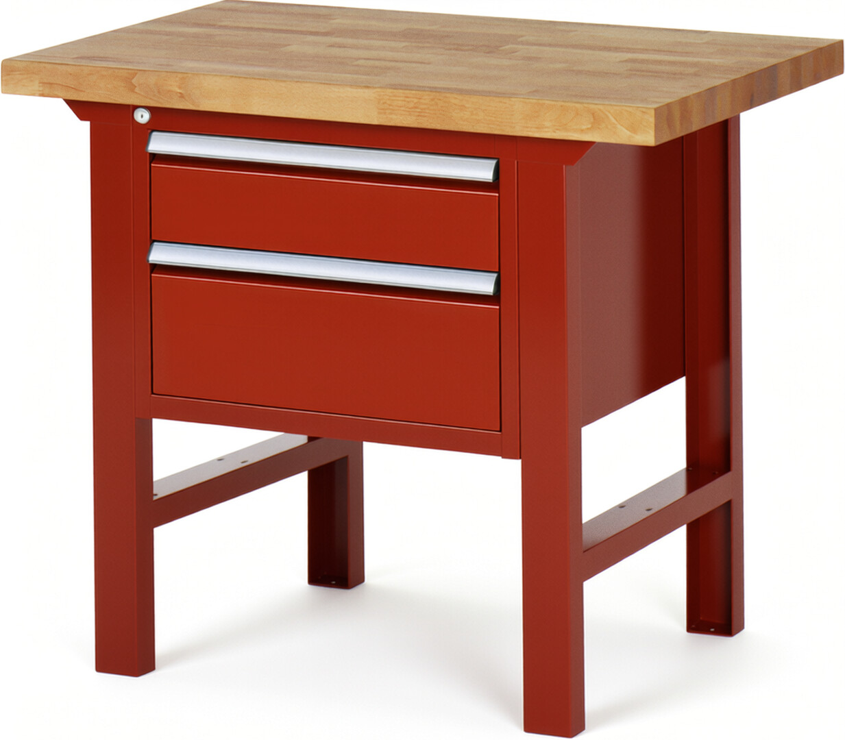 RAU Werkbank rot - Breite 100 cm - Tiefe 70 cm - Höhe 84 cm - Buche-Massiv Arbeitsplatte 40 mm