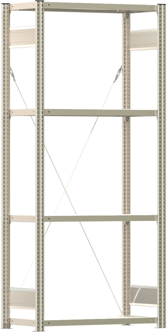 Fachbodenregal BERT - Breite: 87,5 cm - Tiefe: 40 cm - Höhe: 200 cm - 4 Böden - Grundregal