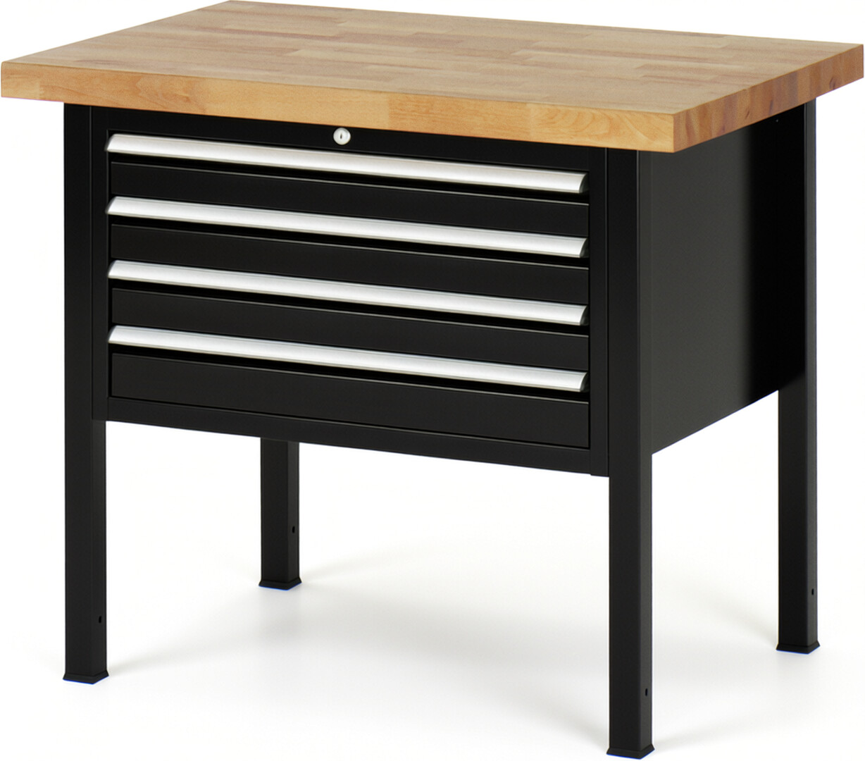 RAU Werkbank schwarz - Breite 100 cm - Tiefe 70 cm - Höhe 104 cm - Buche-Massiv Arbeitsplatte 40 mm