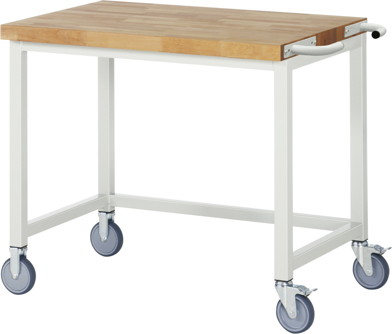 Fahrbare Werkbank - Modell 8000 BASIC schwarz, BxTxH 1000x700x880 mm,  Buche-Massiv Arbeitsplatte 40 mm