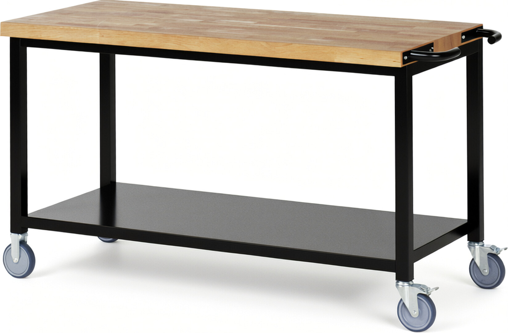 Fahrbare Werkbank - Modell 8000 BASIC schwarz, BxTxH 1500x700x880 mm,  Buche-Massiv Arbeitsplatte 40 mm