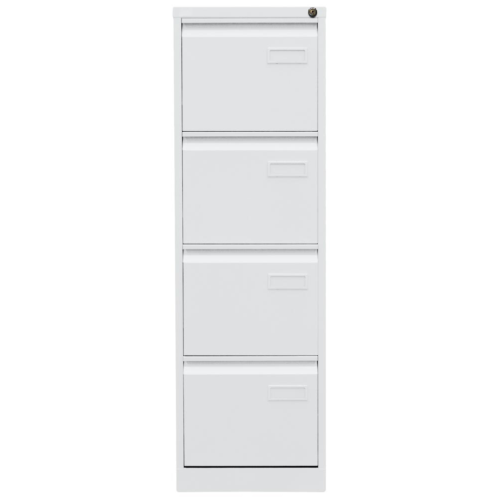 Hängeregisterschrank LIGHT, BxTxH 413x622x1321 mm, einbahnig, 4 Schubladen, Griffleiste, verkehrsweiß