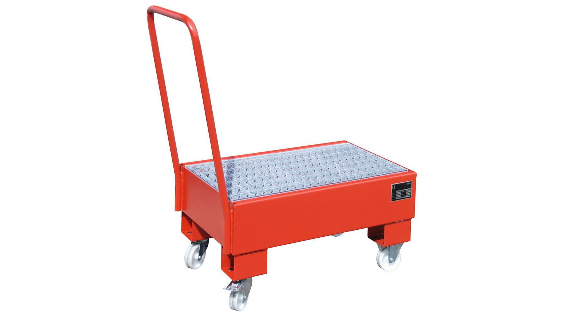 Fahrbare Auffangwanne - Volumen 61 l - mit Gitterrost - feuerrot