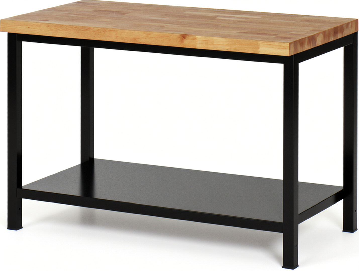 RAU Werkbank schwarz - Breite 125 cm - Tiefe 70 cm - Höhe 104 cm - Buche-Massiv Arbeitsplatte 40 mm