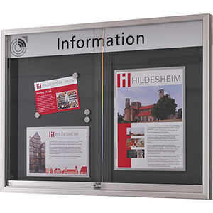 Schiebetürschaukasten, BxTxH 973x55x748 mm, DIN A1 quer, Alu-Profile, ESG-Glas, Rückwand anthrazit, inkl. 10 Magnete + 1 Einstecktasche