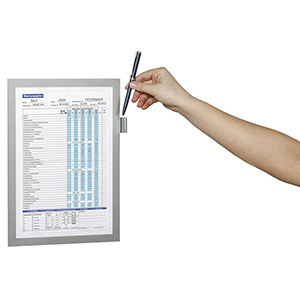 Inforahmen mit Stiftehalter, magnetisch, DIN A4, BxH 210x297 mm, silber, VE 5 Stück