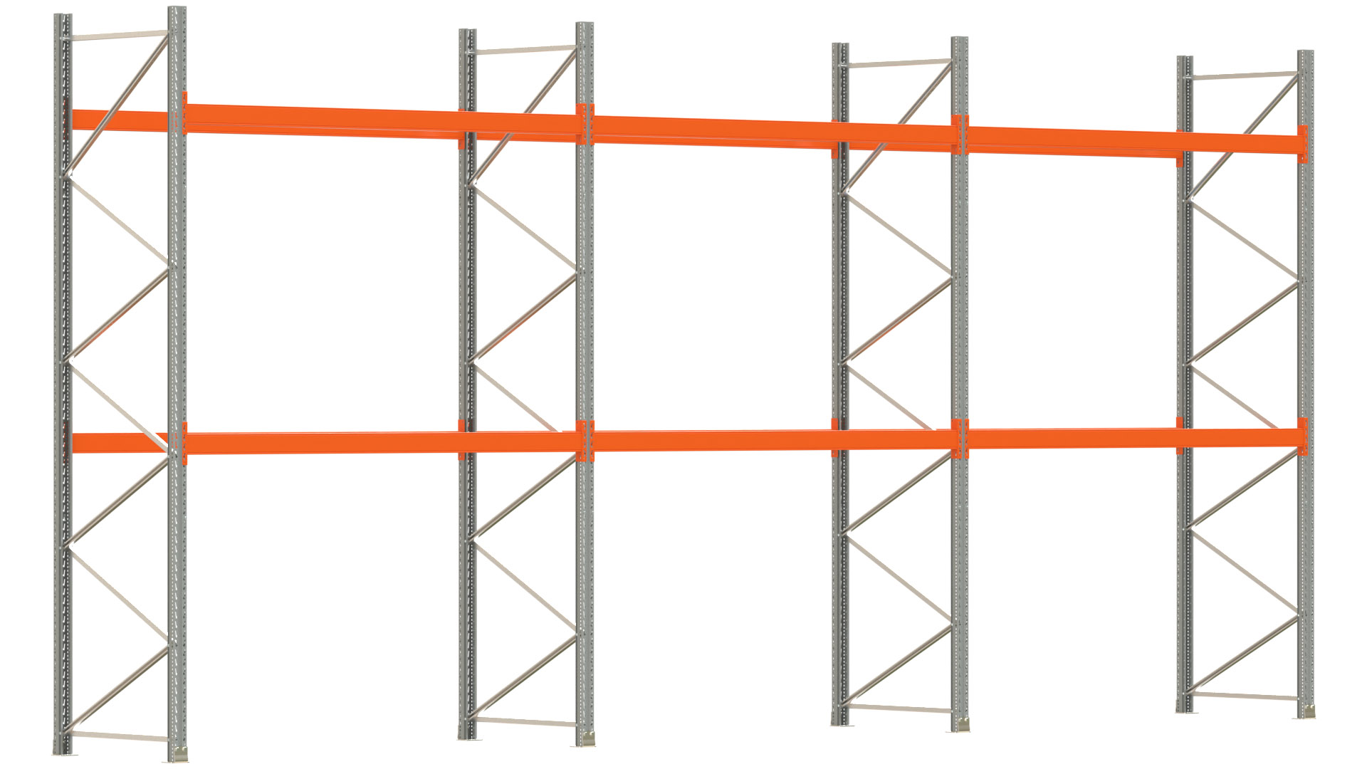 Palettenregal ARTUS - Breite 844 cm - Höhe 400 cm - Tiefe 110 cm - Fachlast 2000 kg - 27 Palettenstellplätze