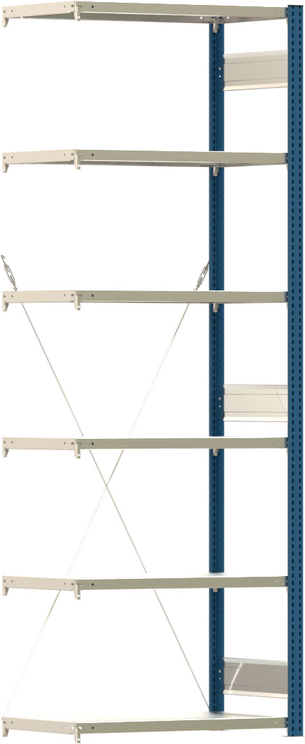Fachbodenregal BERT - Breite: 87,5 cm - Tiefe: 50 cm - Höhe: 250 cm - 6 Böden - Anbauregal