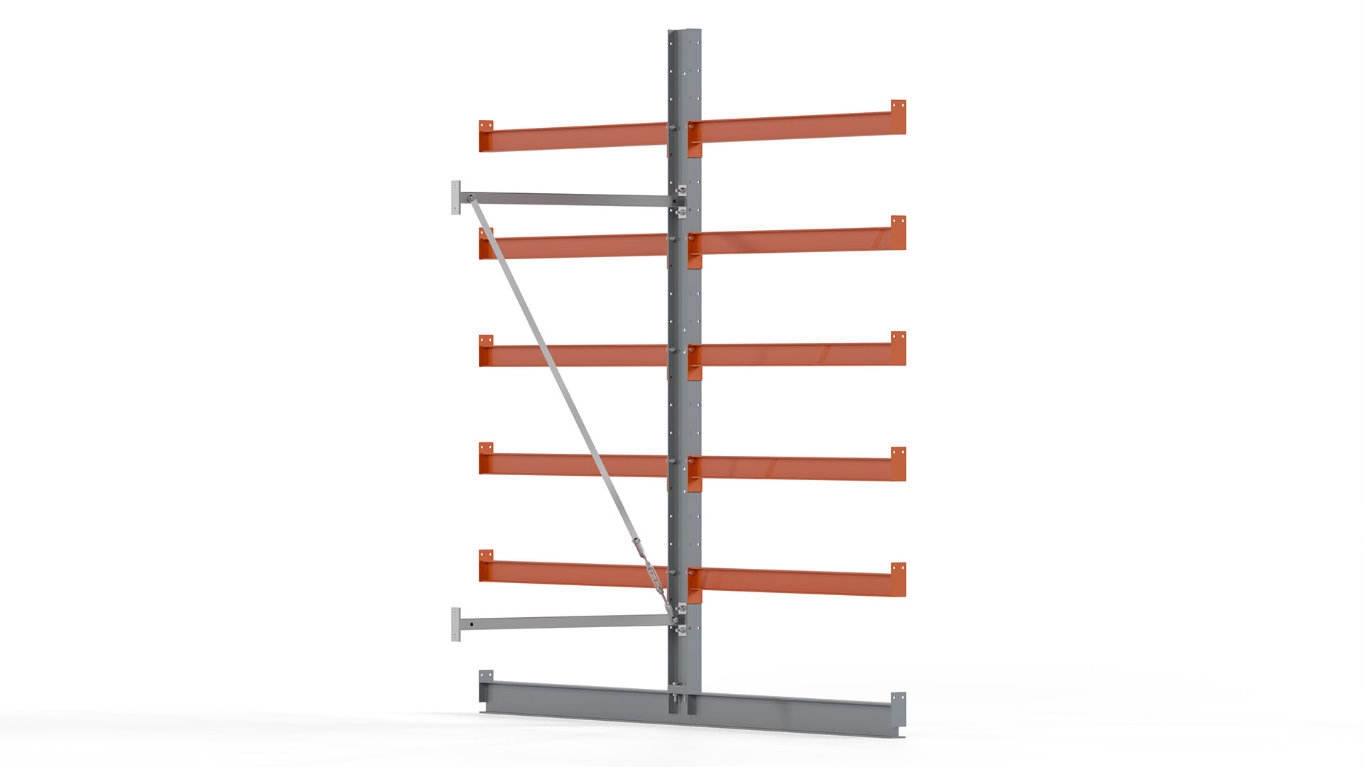 Kragarmregal KARL basic - Anbaufeld - Breite: 100 cm - Höhe: 250 cm - Tiefe: 252 cm - Traglast je Arm: 370 kg - doppelseitig
