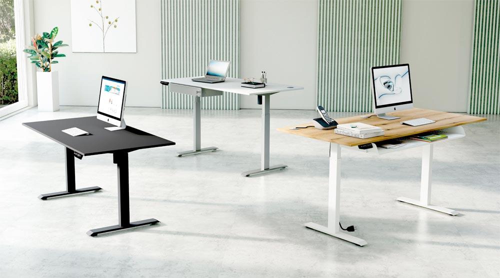 Schreibtisch el. höhenverstellbar, BxTxH 1800x800x740-1230 mm, Dekor lichtgrau, Gestell silber