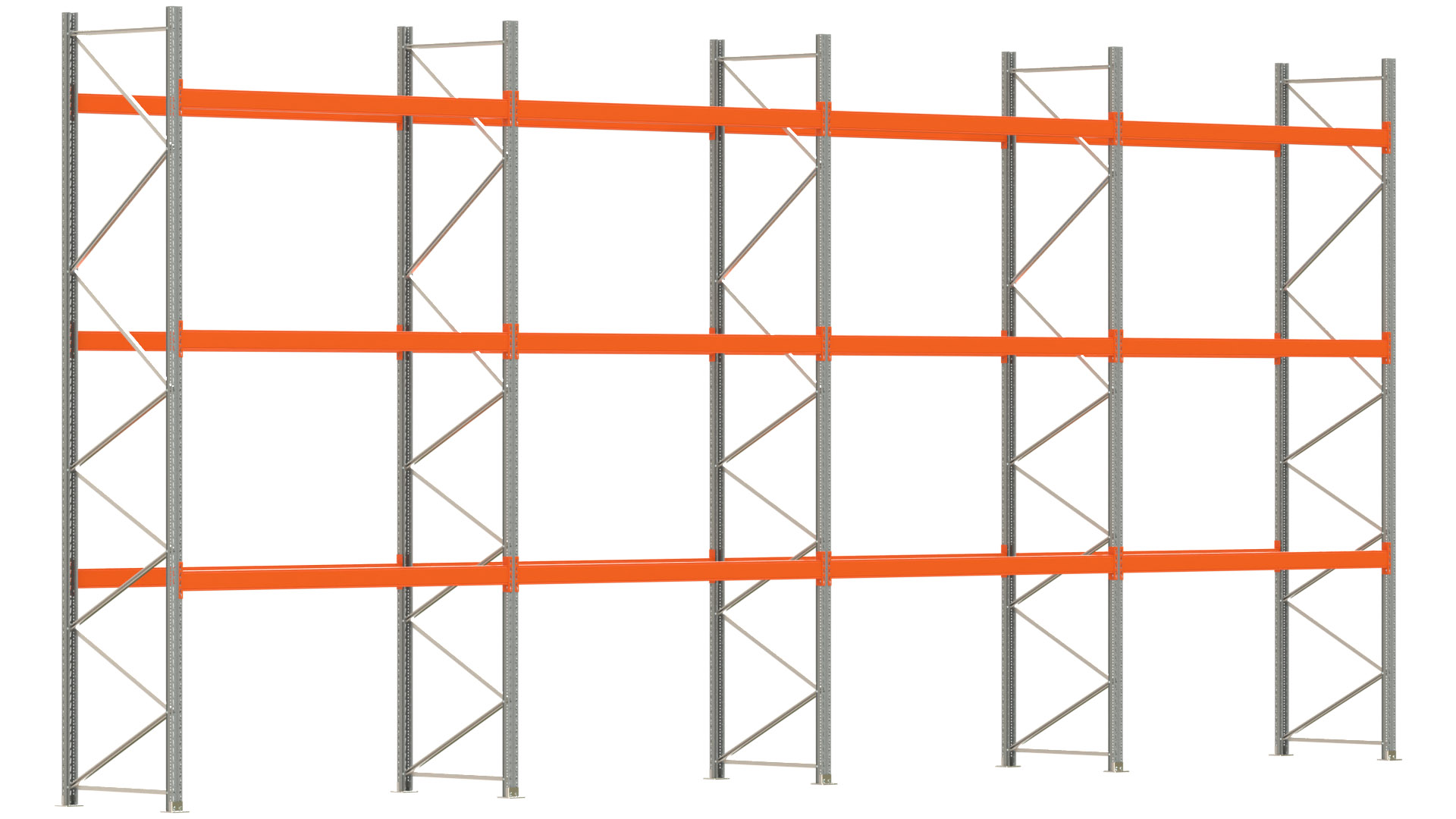 Palettenregal ARTUS - Breite 1122,5 cm - Höhe 500 cm - Tiefe 110 cm - Fachlast 3000 kg - 48 Palettenstellplätze