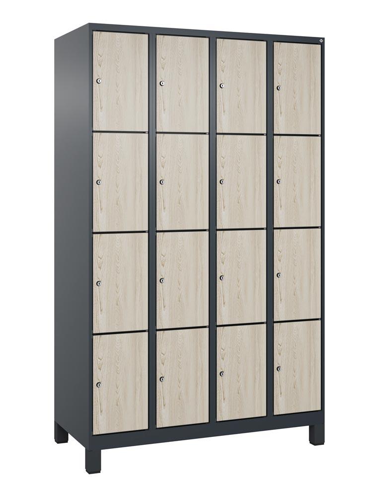 Fächerschrank mit MDF Türen, Breite 120 cm, Höhe 195 cm, Tiefe 50 cm, 16 Fächer