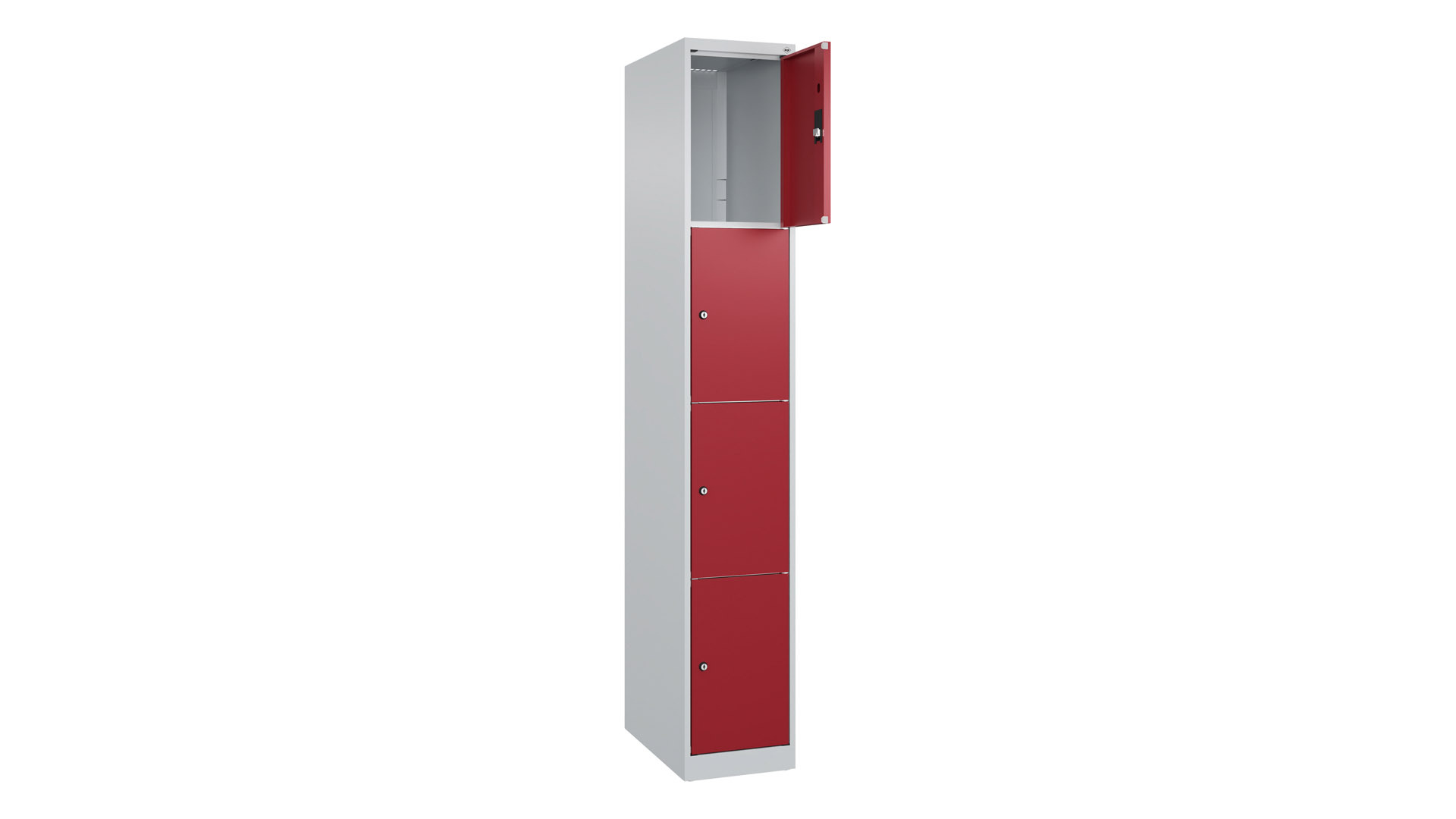 Fächerschrank, Breite 30 cm, Höhe 185 cm, Tiefe 50 cm, 4 Fächer