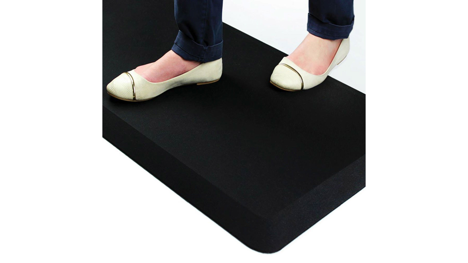 Arbeitsplatzmatte, Anti-Ermüdungsmatte für Sitz-/Steharbeitsplätze, BxT 1000x500 mm, PU mit Polyesterüberzug, anti-mikrobiell, schwarz