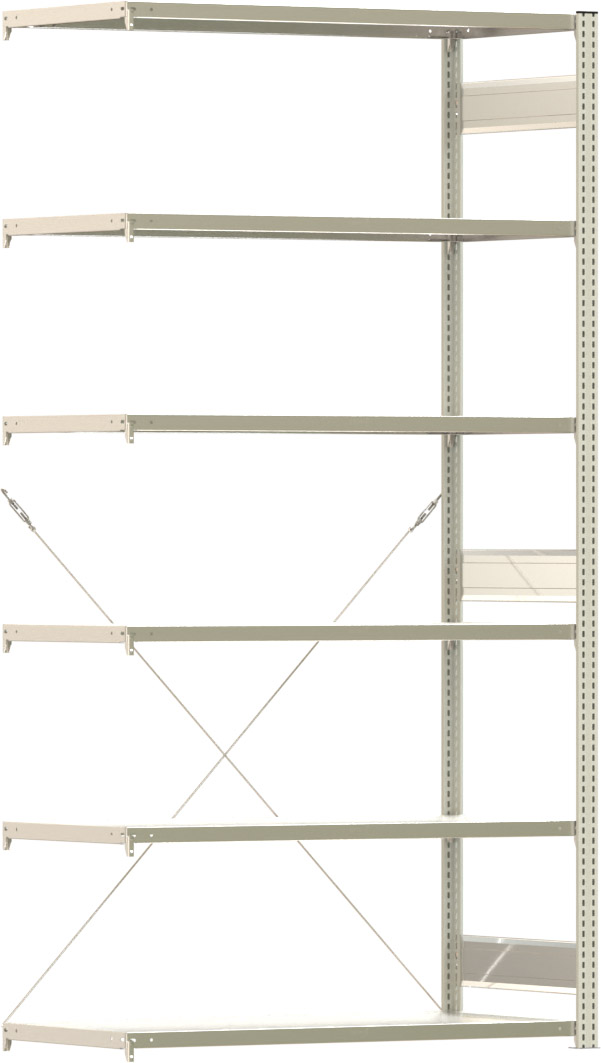 Fachbodenregal BERT - Breite: 128,5 cm - Tiefe: 60 cm - Höhe: 250 cm - 6 Böden - Anbauregal