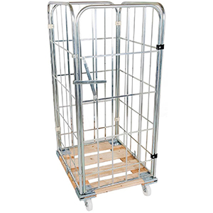 Rollbox, 4-seitig (1 Tür), Nutzhöhe 1460 mm, BxTxH 810x720x1640 mm, Bodenplatte aus Holz, natur