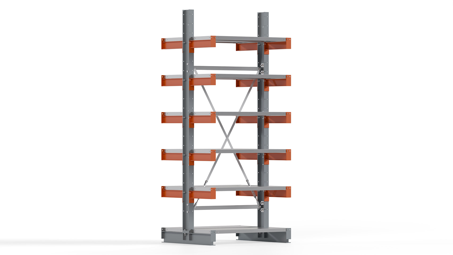 Kragarmregal KARL basic - lackiert - Breite: 100 cm - Höhe: 250 cm - Tiefe: 40 cm - Traglast je Kragarm: 1100 kg - beidseitig