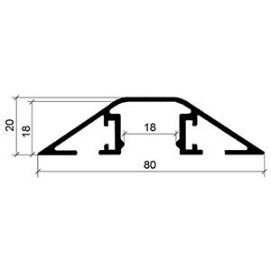 Kabelbrücke aus Aluminium, Kabelkanal, BxTxH 1500x80x20 mm, Gerade, mit Doppelklebeband, Farbe lichtgrau
