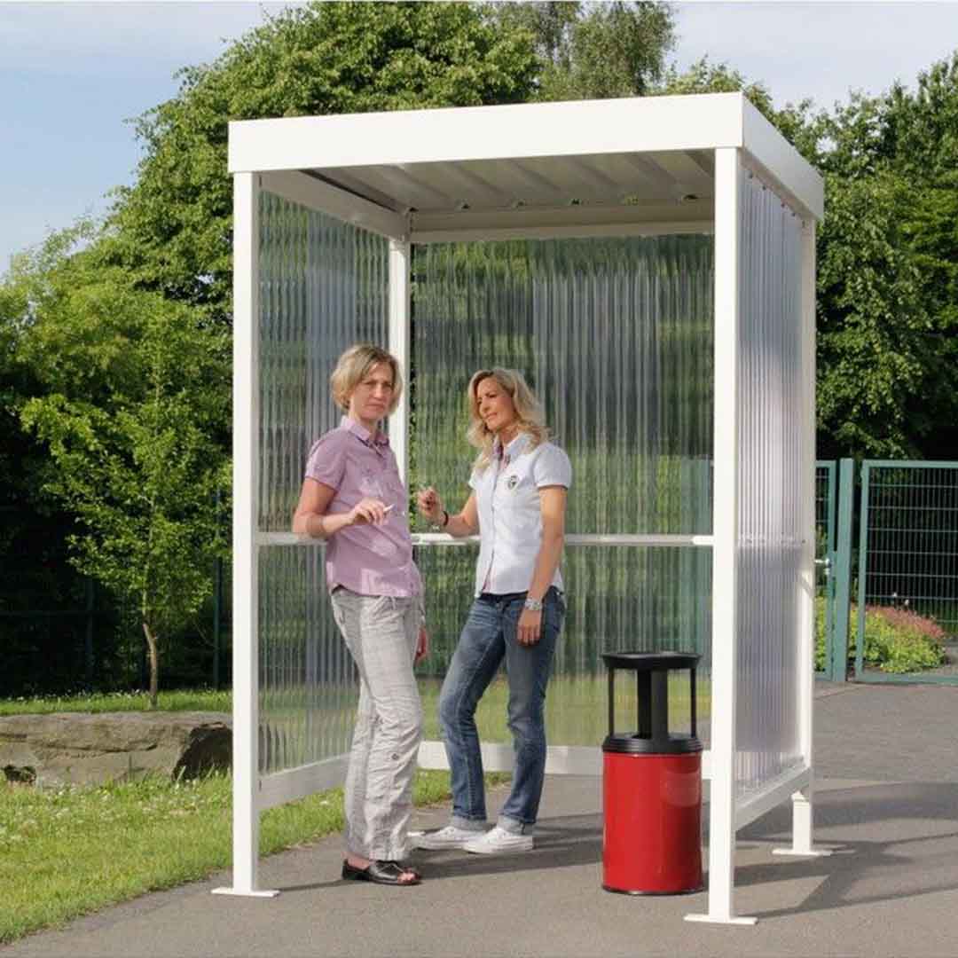 Raucherunterstand, Flachdach, für 2-3 Personen, grauweiß, Stahl/PVC, 2.360 x 1.720 x 1.580 mm (HxBxT), Bausatz