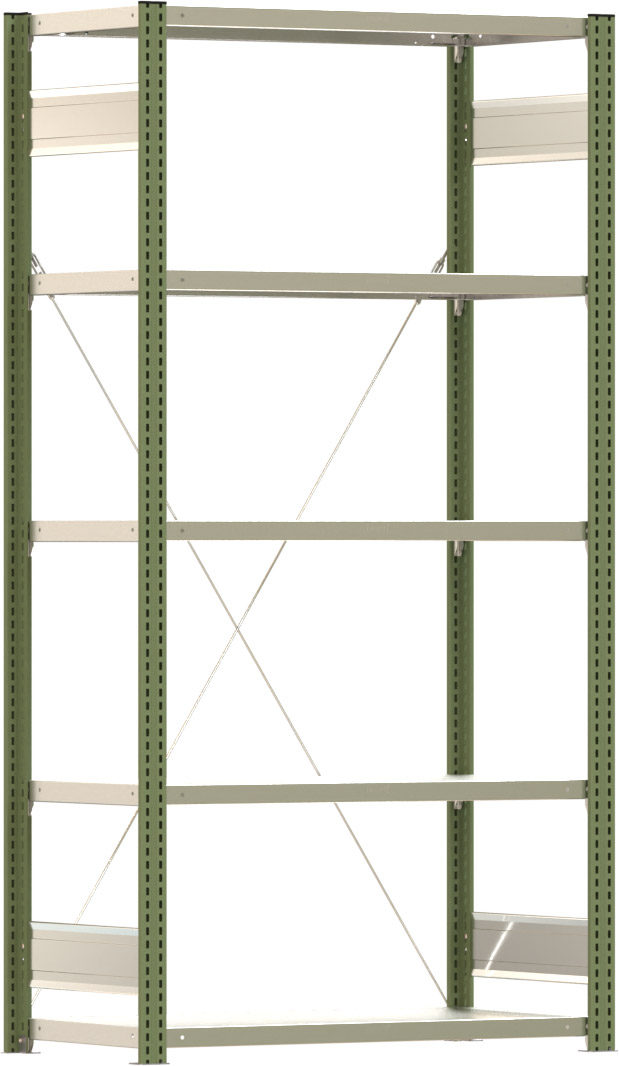 Fachbodenregal BERT - Breite: 100,5 cm - Tiefe: 50 cm - Höhe: 200 cm - 5 Böden - Grundregal