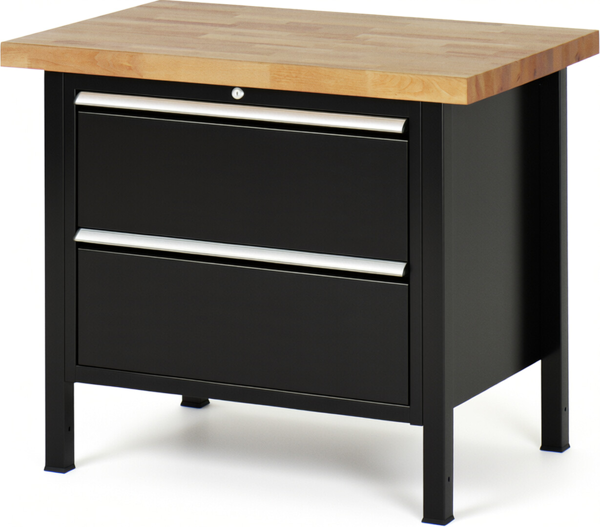 RAU Werkbank schwarz - Breite 100 cm - Tiefe 70 cm - Höhe 84 cm - Buche-Massiv Arbeitsplatte 40 mm