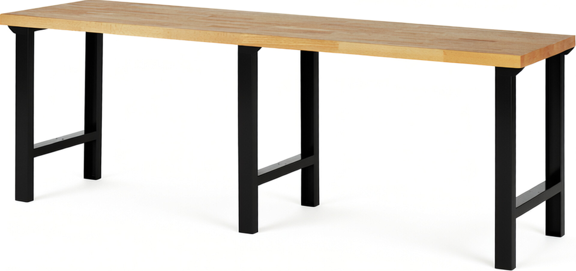 Werkbank Modell 7000 schwarz, BxTxH 2500x700x840 mm,  Buche-Massiv Arbeitsplatte 40 mm