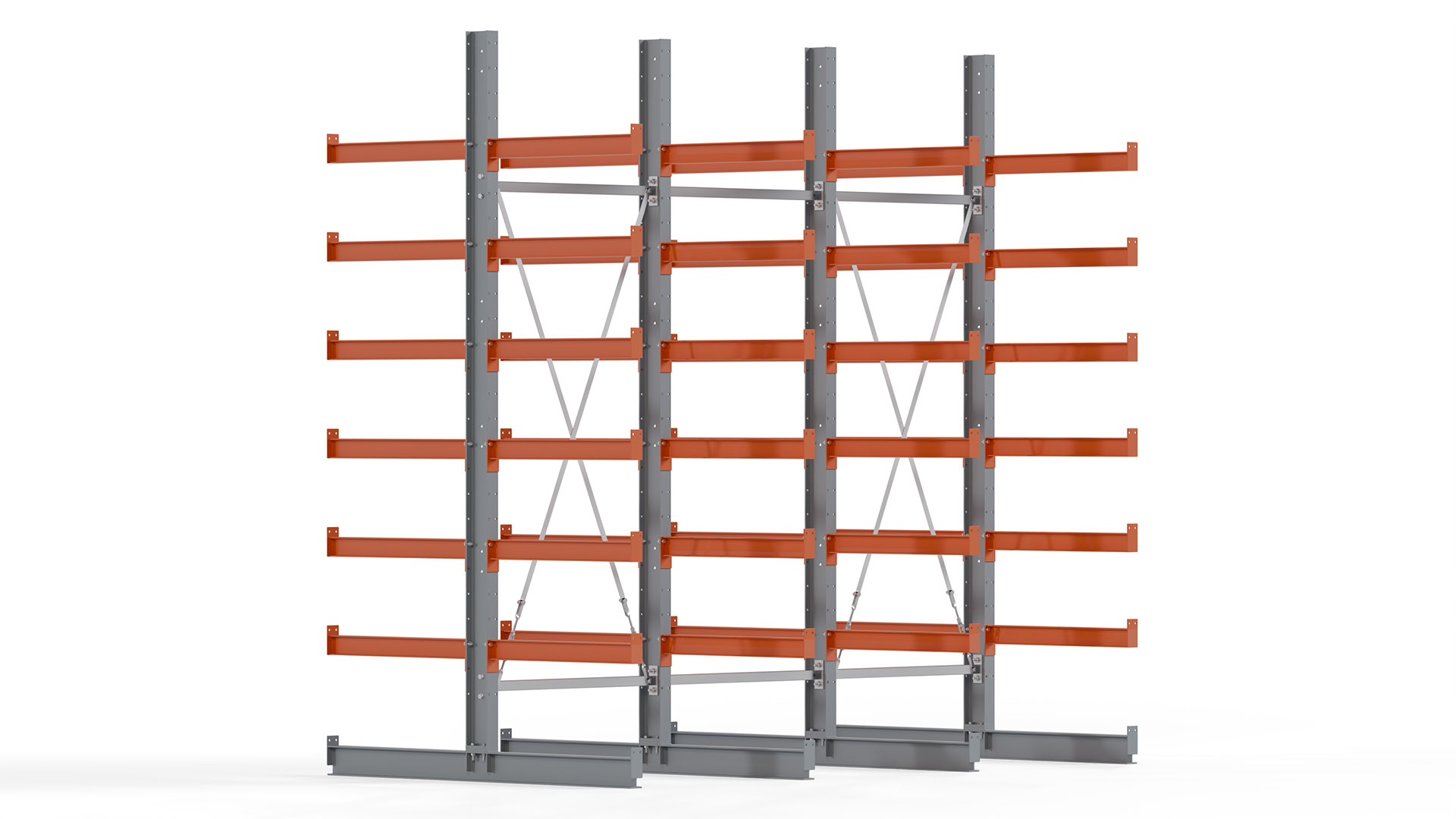 Kragarmregal KARL basic - lackiert - Breite: 300 cm - Höhe: 300 cm - Tiefe: 80 cm - Traglast je Kragarm: 550 kg - beidseitig