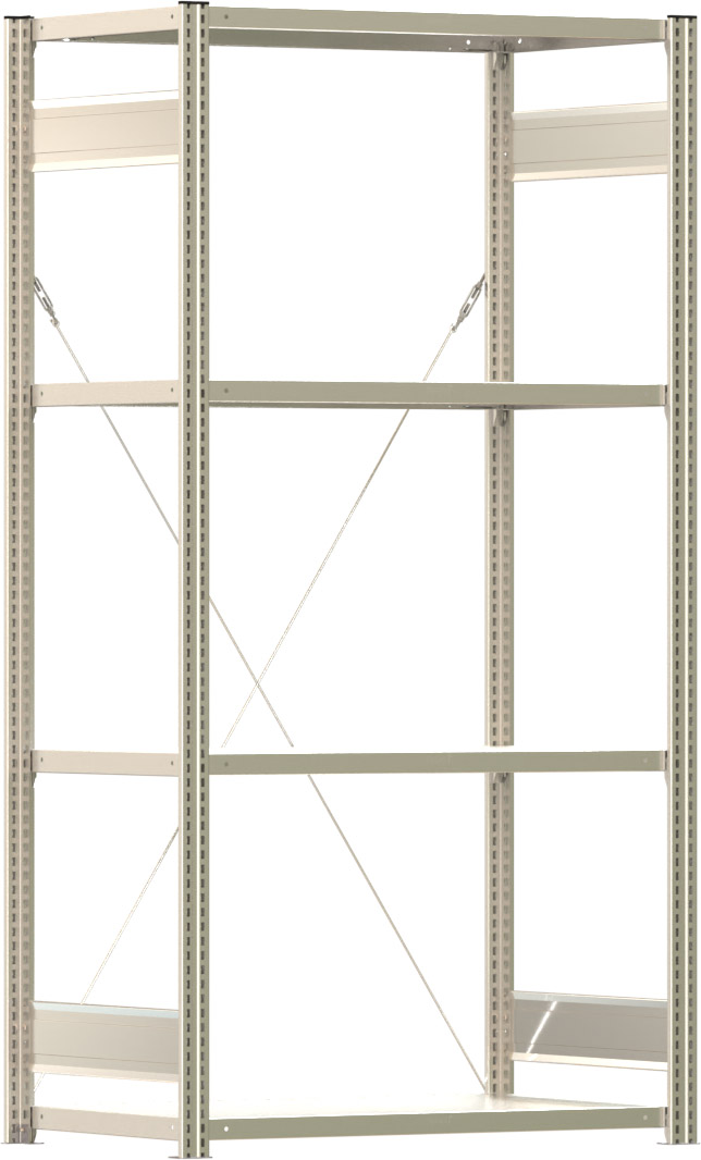 Fachbodenregal BERT - Breite: 100,5 cm - Tiefe: 60 cm - Höhe: 200 cm - 4 Böden - Grundregal