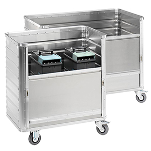 Alu-Kastenwagen mit halb absenkbarer Längswand, glatte Oberfläche, BxTxH 1280x675x985 mm