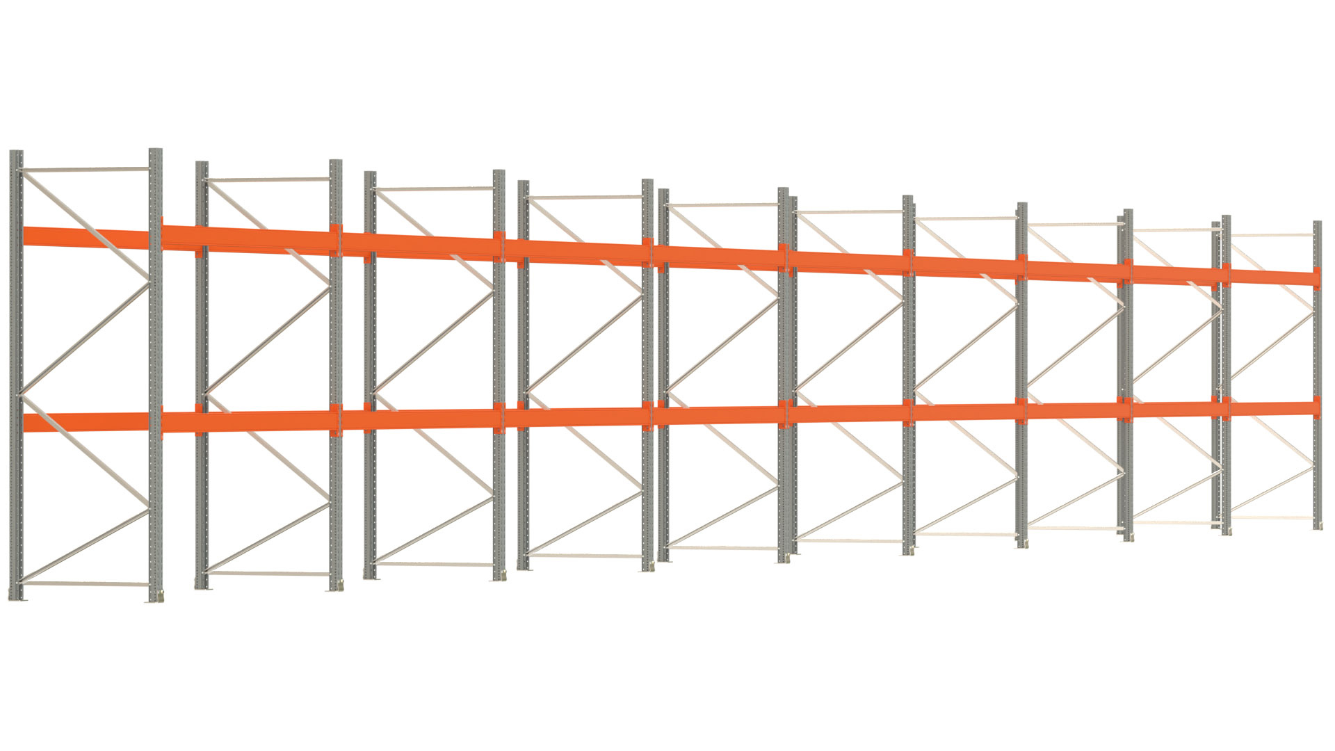 Palettenregal ARTUS - Breite 2515 cm - Höhe 300 cm - Tiefe 110 cm - Fachlast 3000 kg - 81 Palettenstellplätze