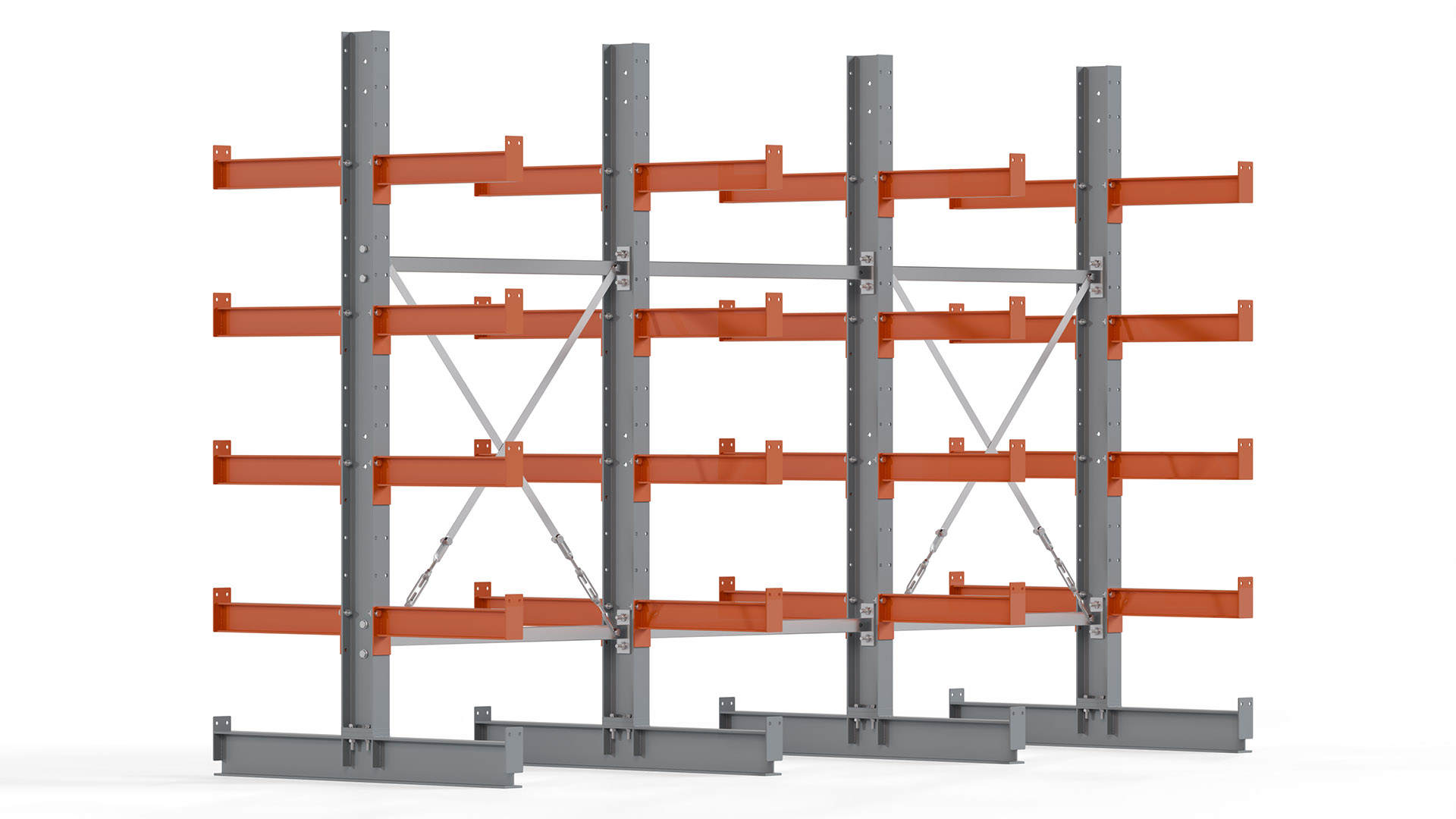 Kragarmregal KARL basic - lackiert - Breite: 300 cm - Höhe: 200 cm - Tiefe: 50 cm - Traglast je Kragarm: 870 kg - beidseitig