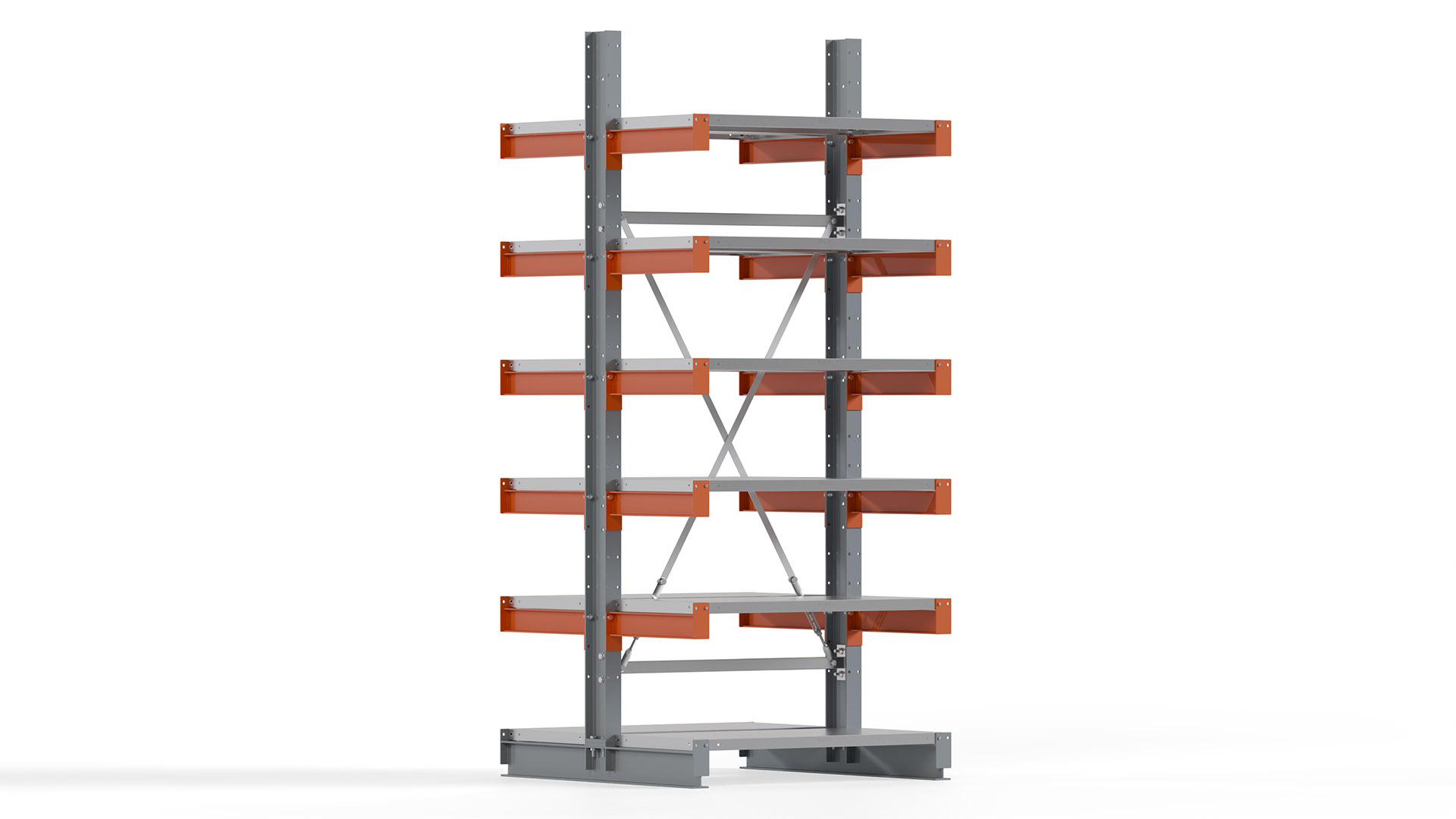 Kragarmregal KARL basic - lackiert - Breite: 100 cm - Höhe: 250 cm - Tiefe: 50 cm - Traglast je Kragarm: 870 kg - beidseitig