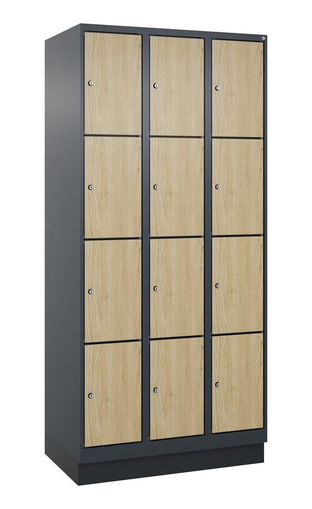 Fächerschrank mit MDF Türen, Breite 90 cm, Höhe 195 cm, Tiefe 50 cm, 12 Fächer