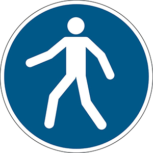 Sicherheitskennzeichen, selbstklebend Fußgängerweg benutzen