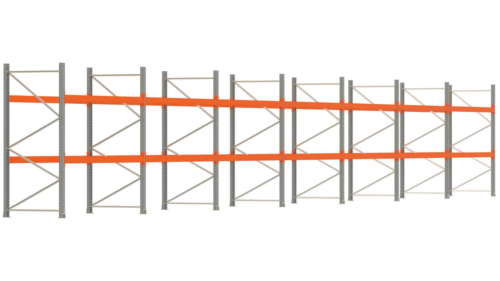 Palettenregal ARTUS - Breite 1958 cm - Höhe 250 cm - Tiefe 110 cm - Fachlast 2000 kg - 63 Palettenstellplätze