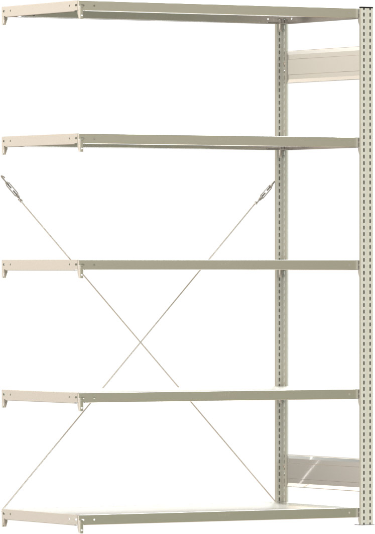 Fachbodenregal BERT - Breite: 128,5 cm - Tiefe: 60 cm - Höhe: 200 cm - 5 Böden - Anbauregal
