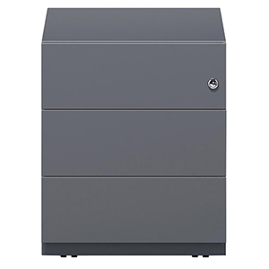 Rollcontainer, BxTxH 420x565x495 mm, 3 Schubladen, seitliche Griffleisten, anthrazit