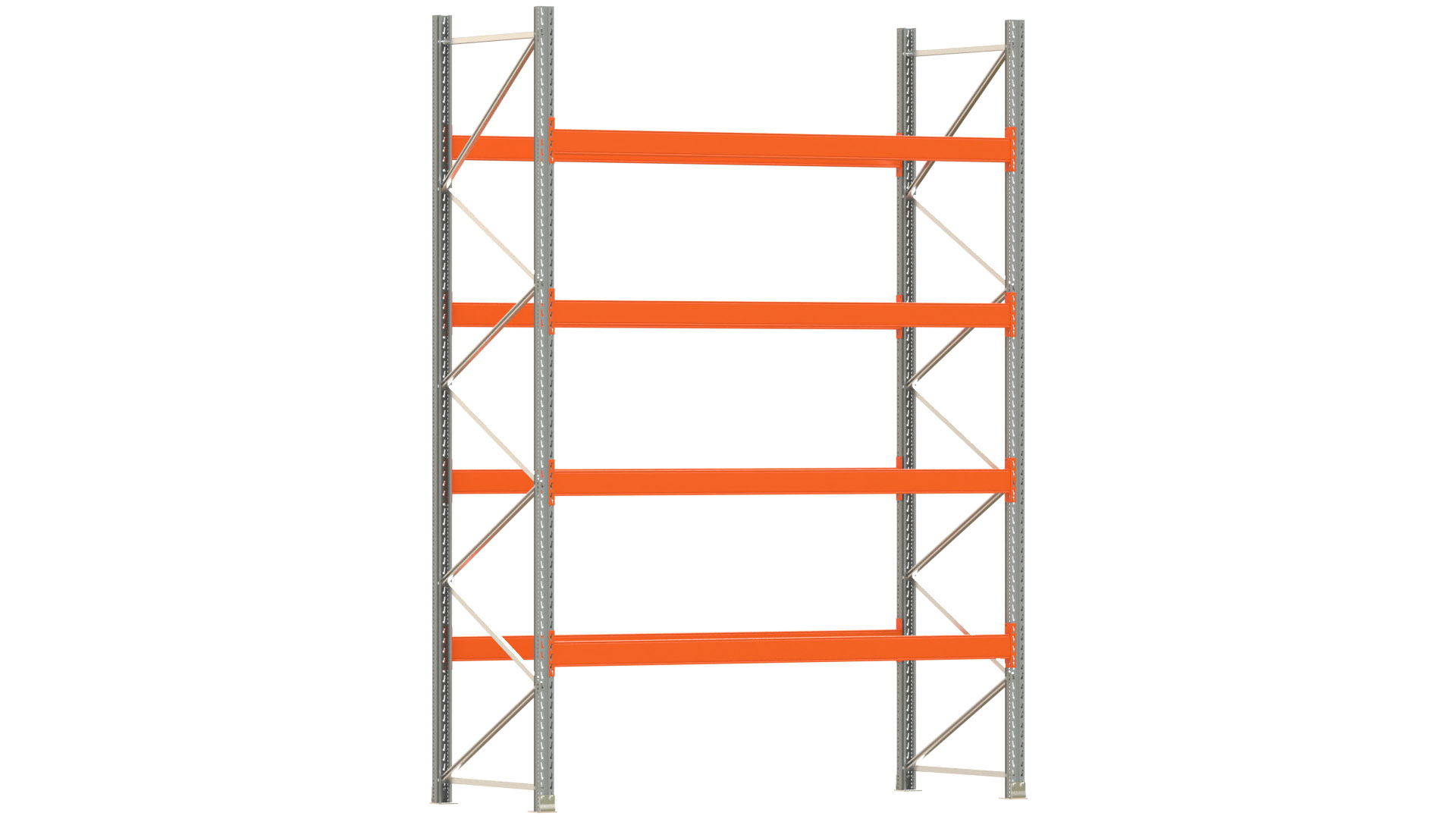 Palettenregal ARTUS - Breite 287 cm - Höhe 400 cm - Tiefe 110 cm - 4 Träger-Ebenen - Fachlast 3000 kg - 15 Palettenstellplätze