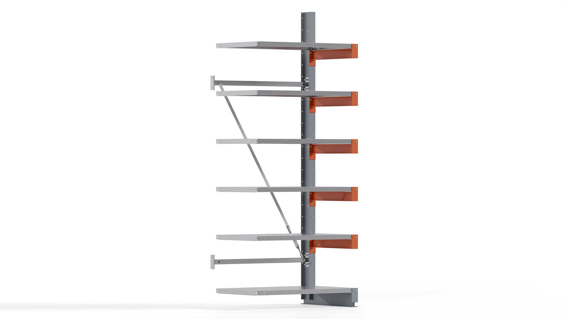 Kragarmregal KARL basic - Anbaufeld - Breite: 100 cm - Höhe: 250 cm - Tiefe: 72 cm - Traglast je Arm: 730 kg - einseitig